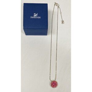 Swarovski Necklace Crystal Pink Circle Pave Pendant Silver No Box Barbie Kawaii
